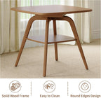 29.5" Square Dining Table for Small Spaces-Solid Wood Frame with Scratch-Resistant Veneer Top, Modern Compact Dinner Table with Storage Shelf for Kitchen, Apartment (Natural)