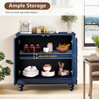 weselon Accent Cabinet with 2 Doors, Luxury Carving Board Storage Sideboard with Adjustable Shelves, Buffet Cabinet Entryway Table for Living Room (Midnight Blue)