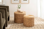 Kate and Laurel Halm Modern Woven Rattan Round Storage Side Tables, Set of 2, 20 x 17 and 16 x 14, Natural Rattan, Lift-Top End Tables for Use as Hidden Storage Baskets or Small Ottoman Tables
