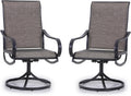 PHI VILLA Patio Swivel Dining Chairs Set of 2, Outdoor Metal Chair with Textilene Mesh Fabric, Patio Chair with Armrest, Black Frame for Patio Deck Garden