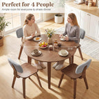Giantex 37.5" Round Dining Table for 4, Wooden Kitchen Table with Solid Rubber Wood Legs, Circle Dinner Table for Dinette, Living Room, Dorm, Home Office (Walnut)