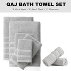 8-Piece Bath Towels Set, 100% Cotton Thick Soft Highly Absorbent Durable, Quick Dry, Bathroom Towels Set (2 Bath Towels, 2 Hand Towels, 4 Washcloths) - Perfect for Daily Use