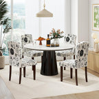 GOFLAME Upholstered Dining Chairs Set of 2, Button Tufted Fabric Upholstered Parson Chairs with Rubber Wood Legs, Padded Seat and High Curved Backrest, Armless Kitchen Chairs for Dining Room, Floral