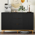 Fluted Sideboard Buffet Cabinet, Modern 47" Buffet Table with Storage, 2 Doors 3 Drawers and Adjustable Shelf, Coffee Bar Cabinet Credenza for Kitchen, Dining Room, Living Room, Black