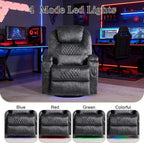 AHMED Dual Motor Power Swivel Rocker Recliner Chair, Velvet Grey | Electric Glider Rocking Chair, Massage & Heat, Cup Holders, LED Lights, USB A/USB C Ports