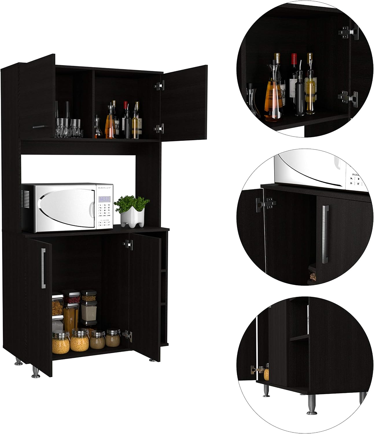 3 Shelf Pantry Cabinet Black
