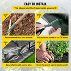 Happybuy 6x300ft Premium Weed Barrier Landscape Fabric Heavy Duty 2.4OZ, Woven Weed Control Fabric, High Permeability Good for Flower Bed, Geotextile Fabric Underlayment, Driveway Fabric Ground Cover