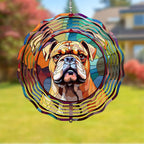 Bulldog Dog Wind Spinners Outdoor Dog Memorial Gifts, 3D Metal Kinetic Hanging Garden Wind Spinner, Spinner Decor, Wind Sculptures for Outdoor & Indoor, Window, Yard Decor (Bulldog 2)
