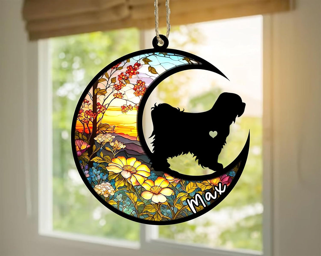 Personalized Dog Memorial, Custom Name Tibetan Terrier Dog Christmas Ornament with Name, Custom Breeds, Pet Loss Light Catcher, Gifts for Lovers Loss of Pet Sympathy on Mothers Day Christmas