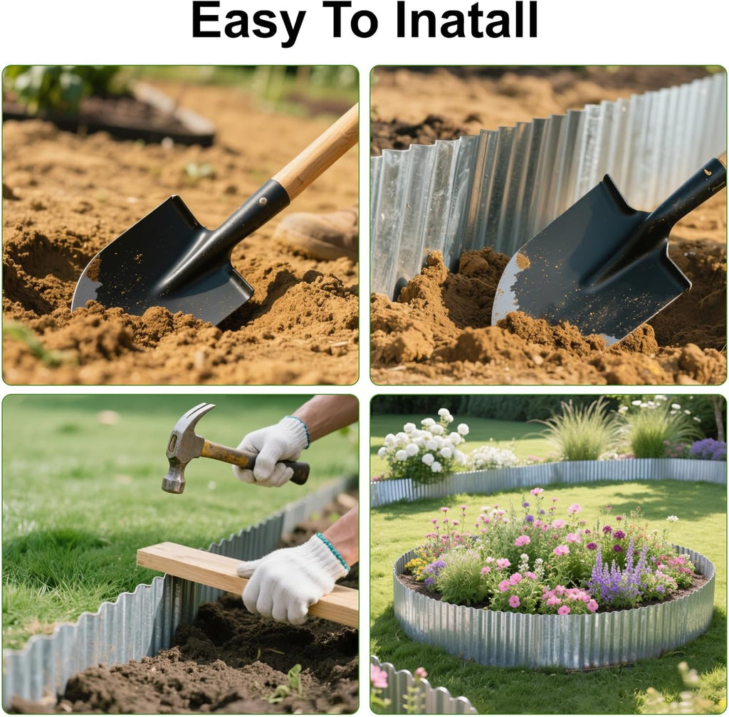 Corrugated Metal Garden Edging 6" x 50Ft, Sturdy Lawn Edging Border, Landscape Edging Border for Lawn, Flower Bed, Garden and Yard (Silver, 6 * 50Ft)