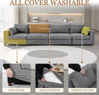 Oversized L Shaped Sectional Couch for Living Room, Extra Wide Deep Seat Couch with Covers Removable, Modern Luxury Chenille Modular Sectional Sofa, Cloud Couch for Apartment, Light Gray