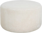 Merax 30.25" Modern Upholstered Round Corduroy Ottoman, Multifunctional Extra Seat, Side Table, Foot Rest, Stuffed Pouf Footstool for Living Room Bedroom, Beige