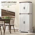 HOMCOM 64" Kitchen Pantry Cabinet with LED Motion Sensor Light, Farmhouse Tall Storage Cabinet with Adjustable Shelves, Cupboard for Living Room, Dining Room, White
