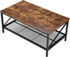 VEVOR 3 Pieces Living Room Table Sets, 41.3 in Industrial Coffee Table with 2 Square End Side Tables, Easy Assembly Coffee and End Tables Sets with Metal Legs, for Office, Living Room & Apartment
