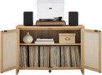 Crosley Furniture Kenji Record Player Cabinet with Vinyl Storage, Media Stand, Modern Home Organizer, Ash