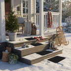 Riakrum 4 Pcs Heated Snow Melting Mats Outdoor, 10 x 15 in Winter Anti-Slip Heated Rubber Mat for Walkways Decks and Sidewalks, Snow and Ice Melting Pads Connection with 9.84 ft Power Cord