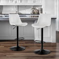 STOOLINK Adjustable Bar Stools Set of 2, Faux Leather Bar Stools with Back | Swivel Bar Chairs with 7.3" Footrest, Counter Height Bar Stools for Kitchen Island, Bistro, 17.5" Wide Seat, White