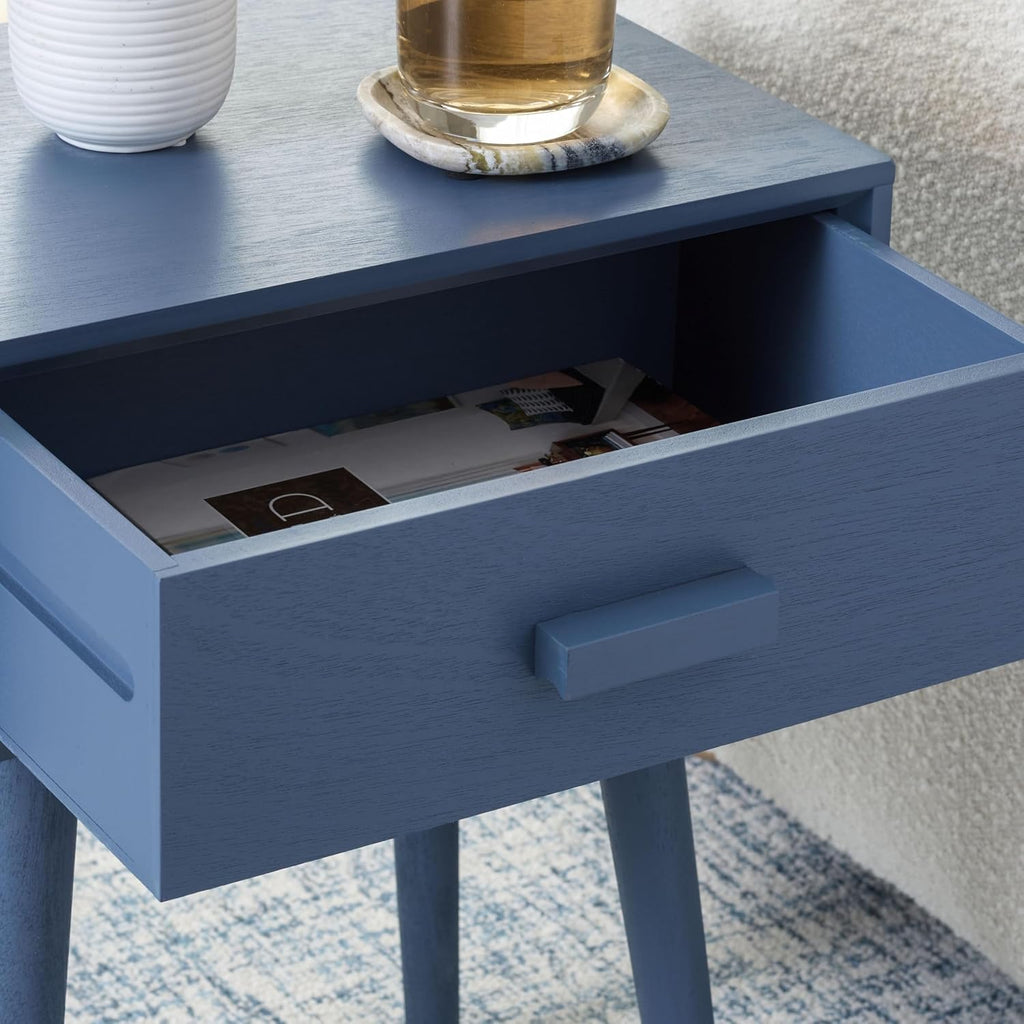 SAFAVIEH Home Collection - Lyle Blue Accent Table, 1 Drawer, Mid-Century Modern Design (ACC5702H)