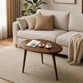 Walnut Oval Side Table, 17.5''D x 25.6''W x 19.7''H, Mid Century Modern Small Coffee Table with 3 Tapered Legs, Solid Oak Wood for Small Spaces, Living Room, Apartments, Easy Assembly