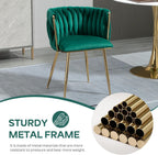 Baysitone 63" Modern Glass Dining Table with 4 Green Velvet Dining Chairs, Gold Metal Legs - Stylish 5-Piece Dining Set for Home