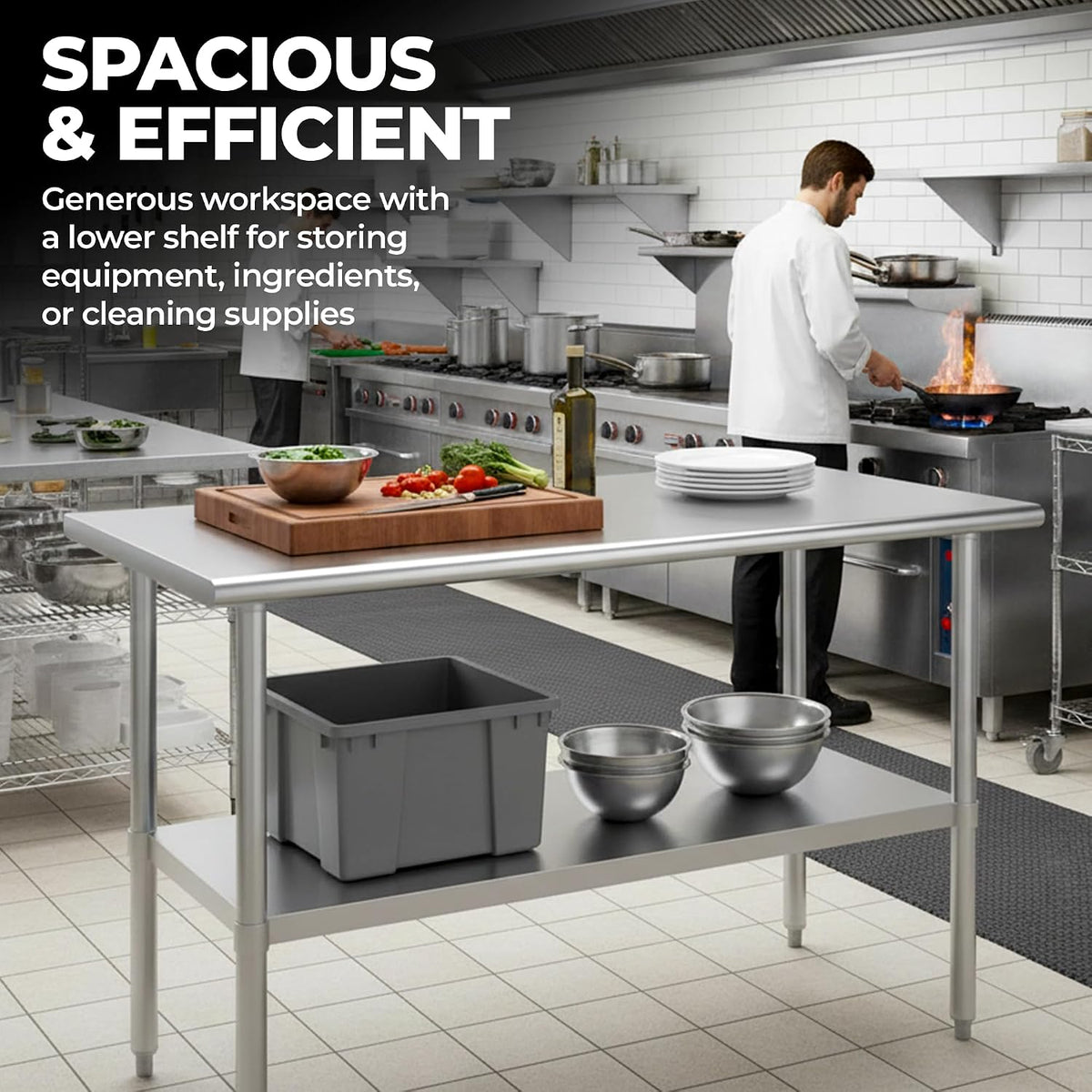 14" x 36" Stainless Steel Prep Table – NSF Certified Heavy Duty Work Table for Home & Commercial Use – Galvanized Undershelf & Legs