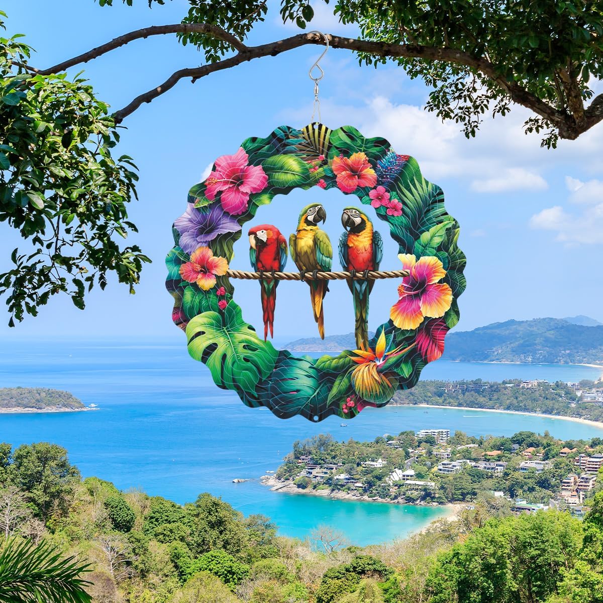 Metal Three Birds Wind Spinner Gift for Boy Girl Kids Colorful 3D Hanging Wind Spinner for Outdoor Garden Decor Animal Wind Sculptures for IndoorOutside Lawn Yard