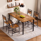 VEVOR Dining Chairs Set of 2, Wooden Chairs with Metal Frame and Backrest, Easy to Assemble Leather Side Chair, Modern Farmhouse Walnut Chair for Kitchen Living Room, Rustic Brown and Black
