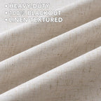 H.VERSAILTEXLinen-Polyester Curtains 100%Blackout Curtains for Bedroom 96"Long Full Light Blocking Nature Linen-Polyester Blended Window Curtains for LivingRoomNickel Grommet(2Panels,HeatheredNatural)