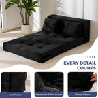 MAXYOYO Convertible Sofa Bed, Fold Out Sofa Couch with Pillow for Adults | Loveseat Sofa 4 in 1 Tufted Folding Couch Bed Foam Floor Couch, Lazy Chair for Living Room Bedroom Guest Room, Black