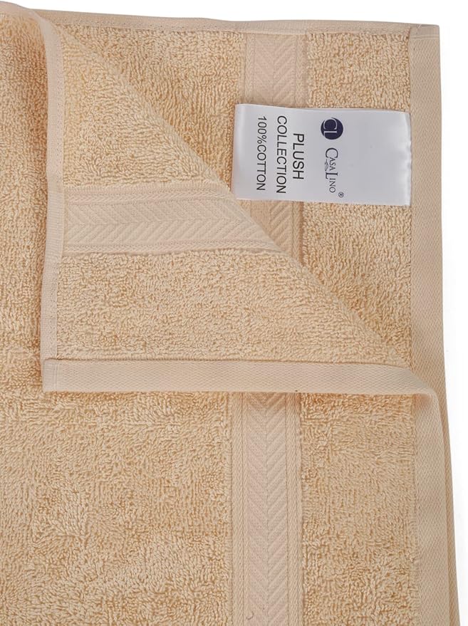 Casa Lino Face Towels & Body Wash Cloths for Showering - 100% Cotton Wash Cloths for Bathroom - Highly Absorbent & Quick Drying Washcloth Set - Cotton Washcloths 24 Pack (12" x 12") - (Linen Brown)