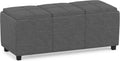 SIMPLIHOME Avalon 42" Wide Linen Look Fabric Storage Ottoman in Slate Grey