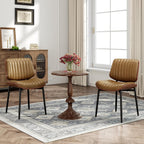 MALOL Leather Dining Chairs Set of 6, Modern Upholstered Dining Room Kitchen Chairs with Metal Legs and Wooden Back Support for Home Dining Room/Restaurant, Light Brown
