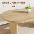 GarveeHome Oval Dining Table for 6-8 People, Long Large Kitchen Table with Thick Sturdy Wooden Base, Farmhouse Dining Room Table for for Kitchen, Living Room, Office (70.87" Long,Natural)