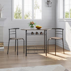 Yaheetech 3 Piece Dining Table Set for 2 Small Table and Chairs Drift Brown | Compact Breakfast Table and Chairs, Space Saving MDF Tabletop and Iron Frame with Chairs, for Kitchen/Apartment/Small Space