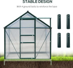 Outsunny 6' x 8' Greenhouse for Outdoors, Polycarbonate Greenhouse with Rain Gutter and Roof Vent, Aluminum Walk-in Green Houses for Outside for Patio Backyard Garden, Dark Green