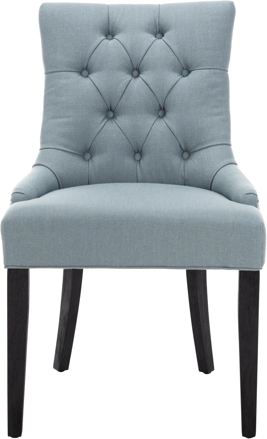 SAFAVIEH Home Collection - Abby Sky Blue Upholstered Dining Chair, Button Tufted Back, Nailhead Trim, Classic Accent Chair (MCR4701N)