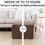 Fluffy Square Ottoman Pouf with All-in-One Foam Filling 20 x 14 Inches Furry Ottoman Foot Rest Foot Stool for Living Room or Bedroom (Coffee)