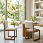 DUOMAY Mid-Century Linen Dining Chairs Set of 2, Beige | Modern Upholstered Seat With Sturdy Wood Legs Comfortable Side Chairs For Kitchen Dining Room And Living Area