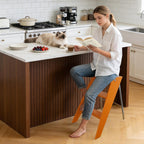 HOTEAGLE Modern Folding Chair - Multifunctional Design Doubles as Step Stool & Storage Shelf, Sturdy Engineering Plastic for Kitchen, Dining & Bistro,Orange