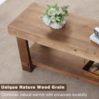 HOKYHOKY 51.2" Long Solid Wood Bench Farmhouse Entryway Bench, End of Bed Storage Benches Narrow Seat Accent Benches for Indoor, Entryway, Dining Room, Living Room, Bedroom and Hallway, Natural