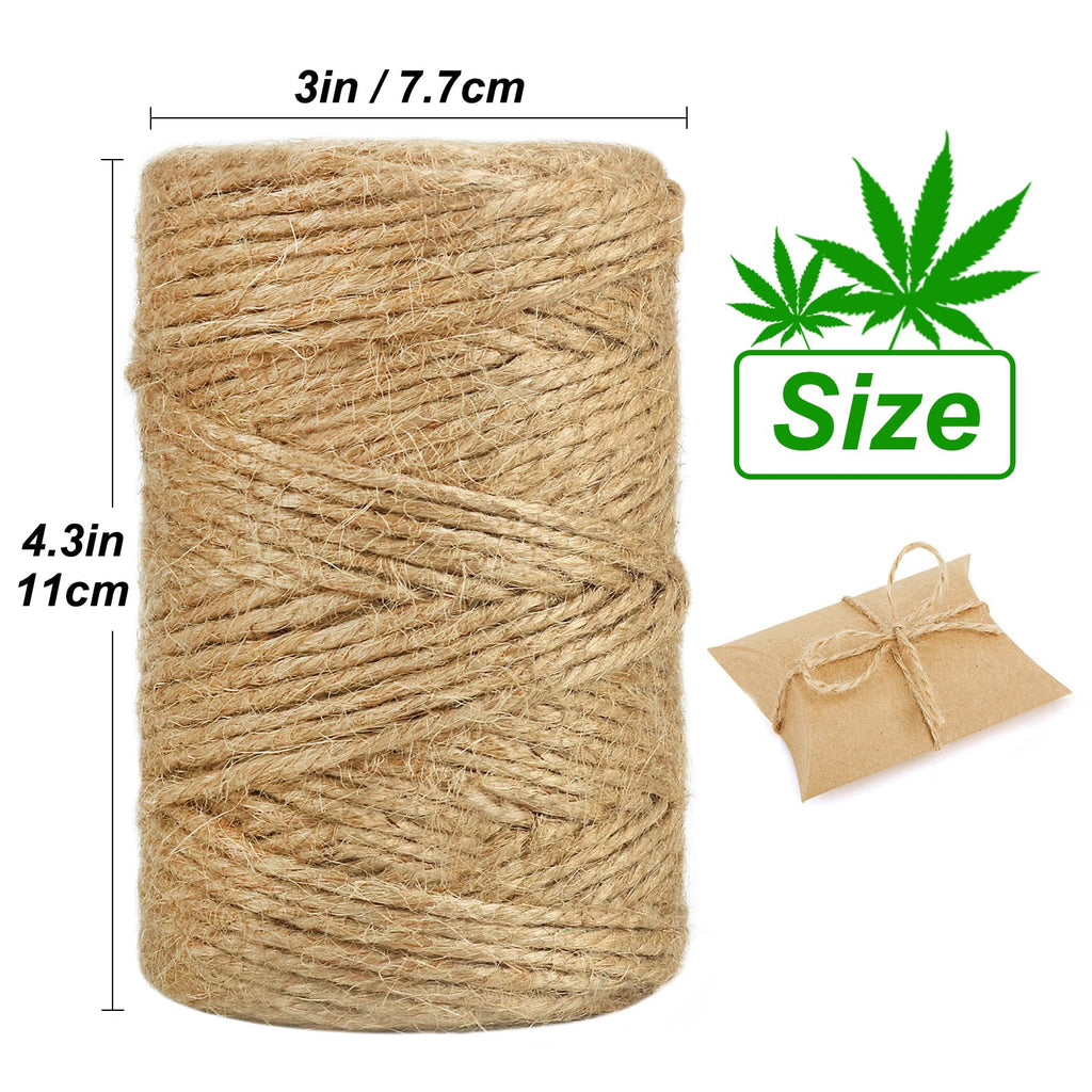 Vivifying Jute Twine, 328 Feet 3mm Strong Natural Garden Twine for Climbing Plants, Tomatoes, Crafts, Gift Wrapping and Decoration (Brown)