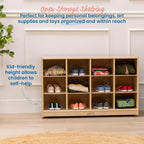 ECR4Kids 12 Cubby Mobile Tray Storage Cabinet, 3x4, Classroom Furniture, Natural | Durable birch, GREENGUARD Gold Certified, 12 cubbies with 4 casters for mobility, organize supplies in a classroom or home