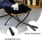 15"(H) Folding Ottoman, Foldable Footrest Stool, Portable Small Foot Stool for Couch, Collapsible Foot Rest Ottoman for Sofa, Accent Padded Ottomans for Living Room, Bedroom, Black