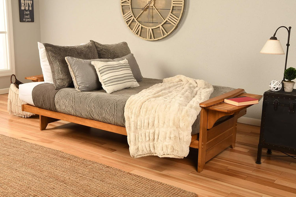 Kodiak Furniture Phoenix Full Size Futon In Butternut Finish, Linen Stone