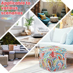 Juexica 2 Pack Inflatable Outdoor Ottoman Pouf Waterproof Cube 16" Square Blow up Ottoman Footrest with Handle Outdoor Portable Footstool for Patio Garden Camping or Home Pool(Retro,Red)