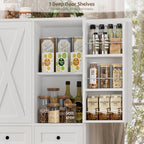 HOSTACK Modern Farmhouse Kitchen Pantry Storage Cabinet, 67" H Kitchen Pantry Cabinet with Barn Doors and Shelves, Freestanding Food Storage Cabinets with Drawers for Dining Room, Living Room, White