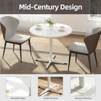 Round Dining Table Kitchen Table for 4 People 30 inch Circle Mid Century Modern Table with Sturdy Metal Base for Small Spaces Dining Room Living Room Office Farmhouse Water-Resistant, White