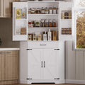 IRONCK 72" Corner Pantry Cabinet with Drawer and 4 Doors, White | Kitchen Pantry Storage Cabinet with 3 Adjustable Shelves, 2 Doors Storage, for Kitchen and Dining Room