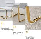 Glass Dining Table Set for 6, Modern Kitchen Table Set for 6, 71" Tempered Glass Tabletop with U-Shaped Gold Base, 7 Ppiece Large Dining Room Table Set with White PU Leather Chairs