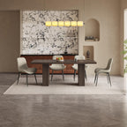 66.93" Rectangle Dining Table for 2-6, Farmhouse Kitchen Table with Sturdy Pedestal, Mid-Century Rectangular Dinner Table for Kitchen, Dining Room